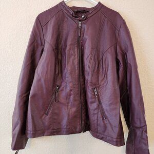 Lane Bryant Faux Leather Structured Zip Sleeve Purple Jacket Sz 18/20